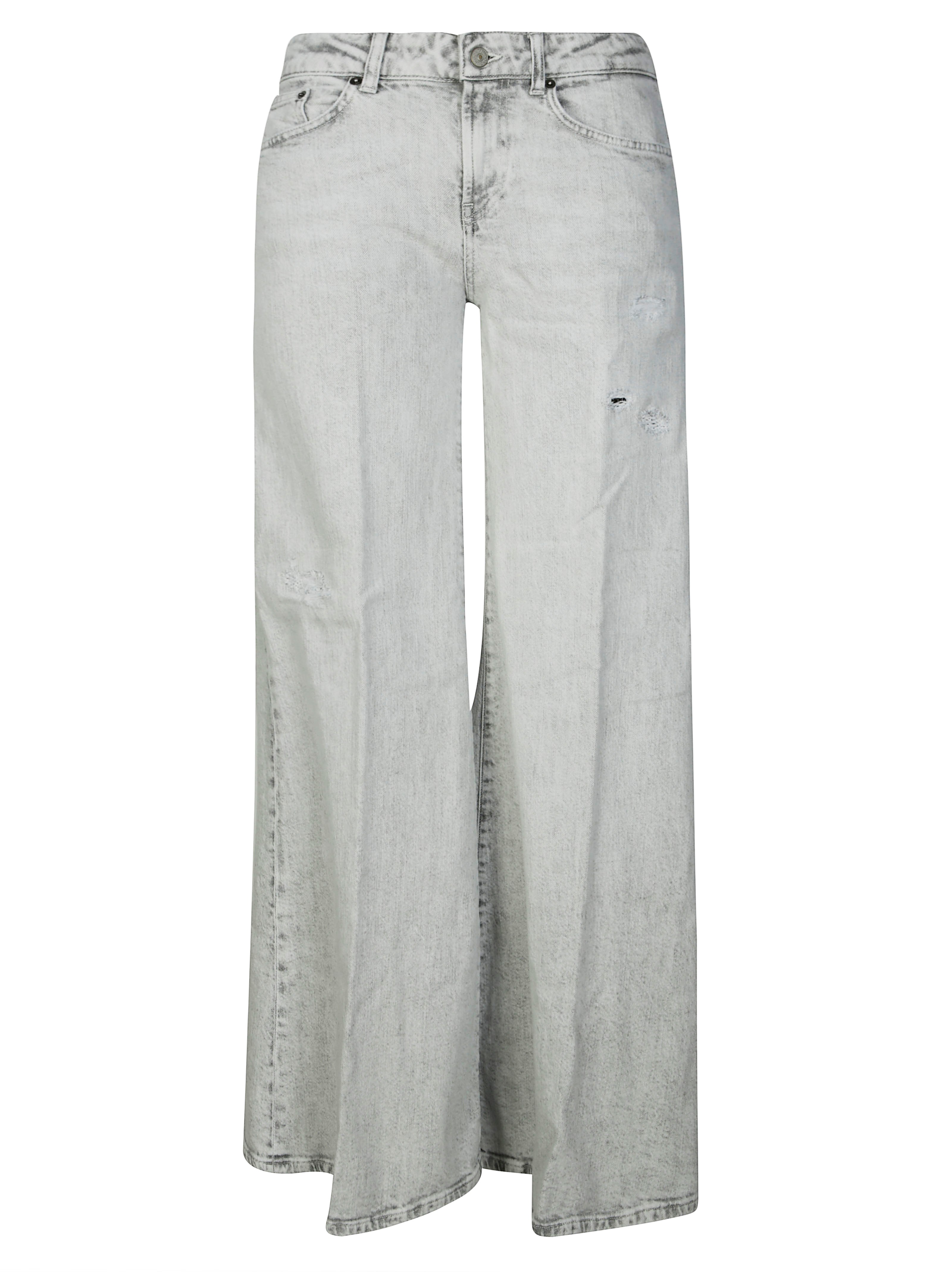 Dondup Marlen Wide-leg Trousers Distressed In Gray