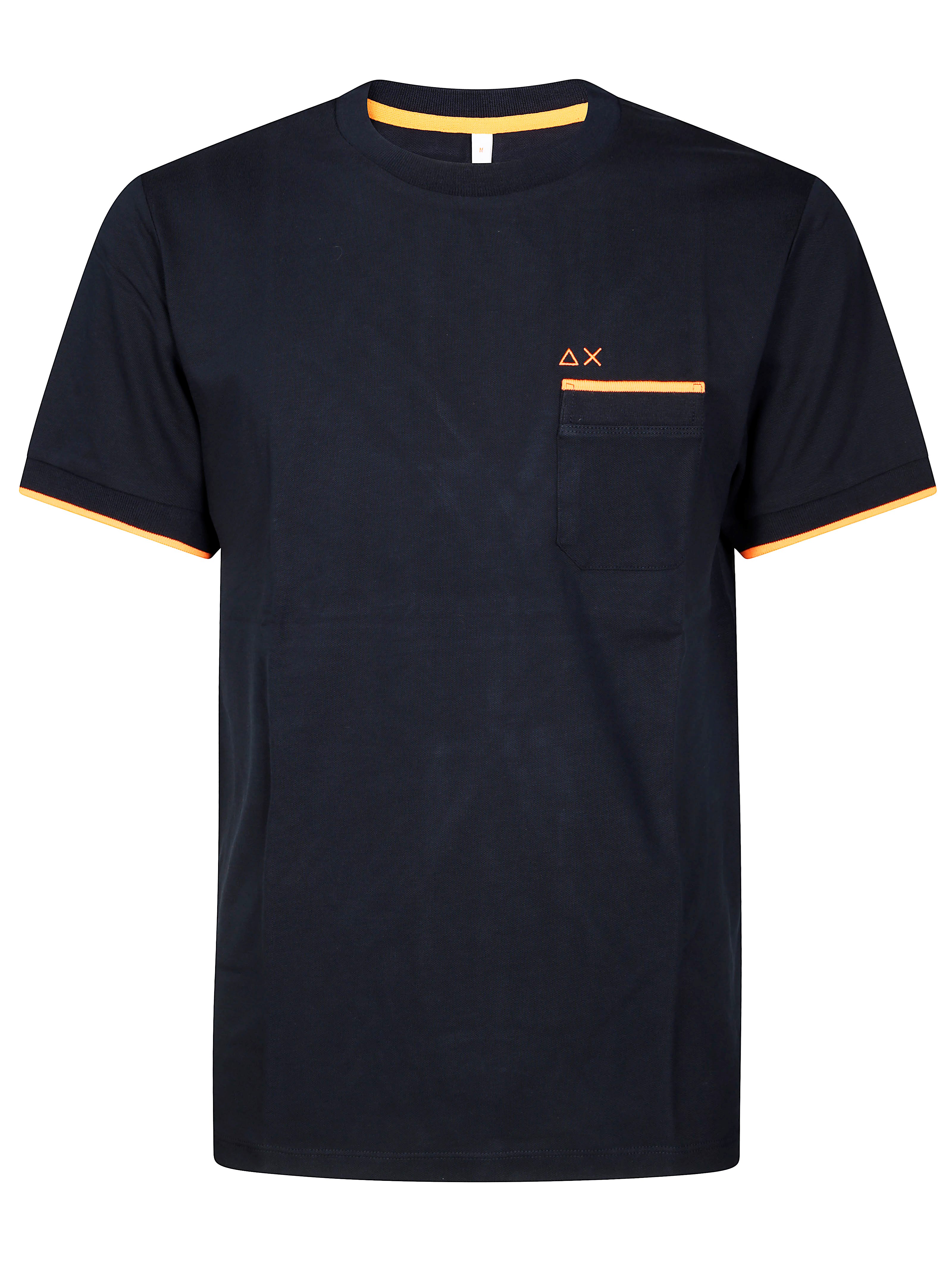 Sun 68 T Shirt Piquet Bande Fluo In Blue