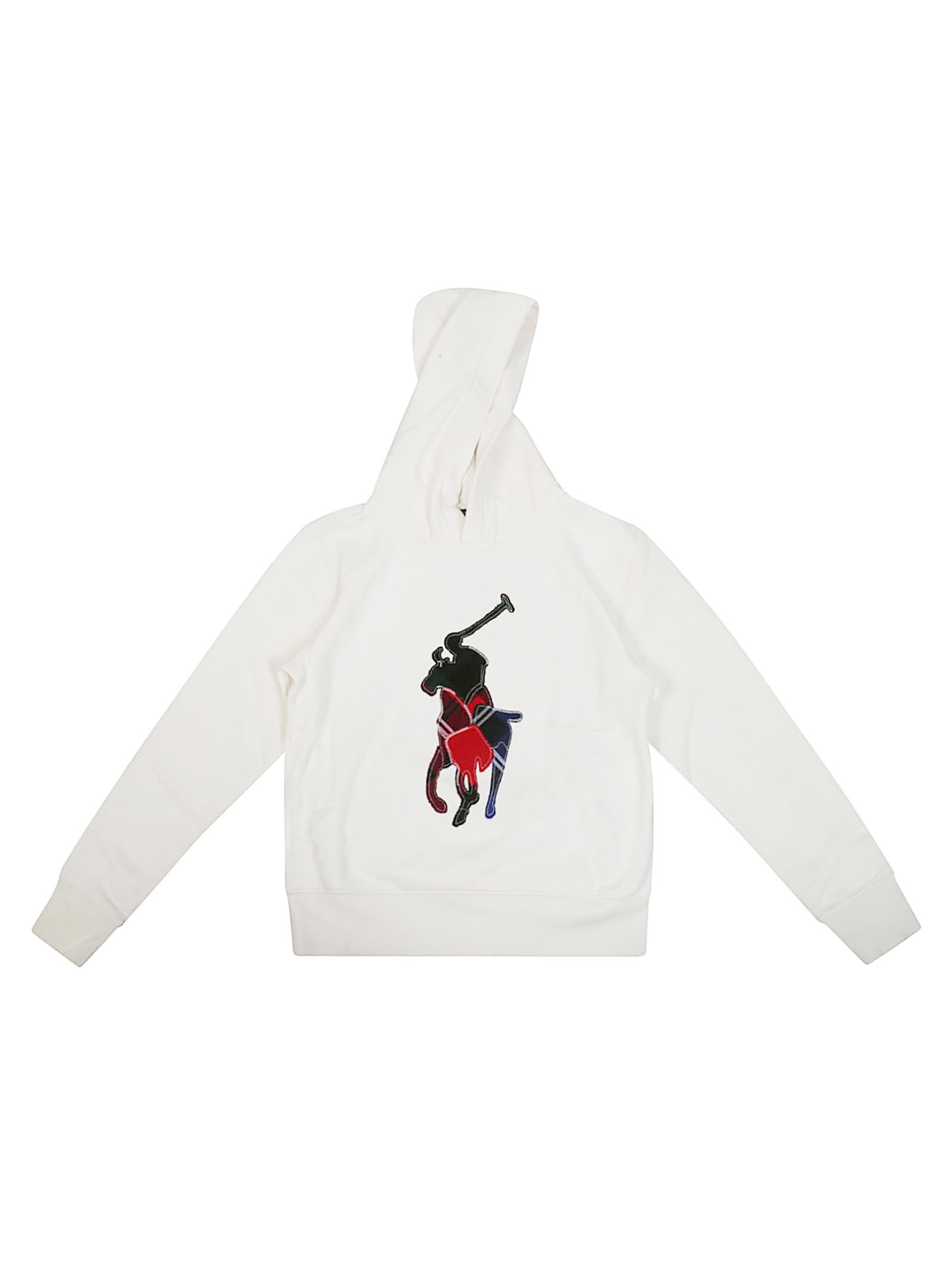 Shop Ralph Laurent Girl Felpa Hoodie Big Pony Color In Bianco