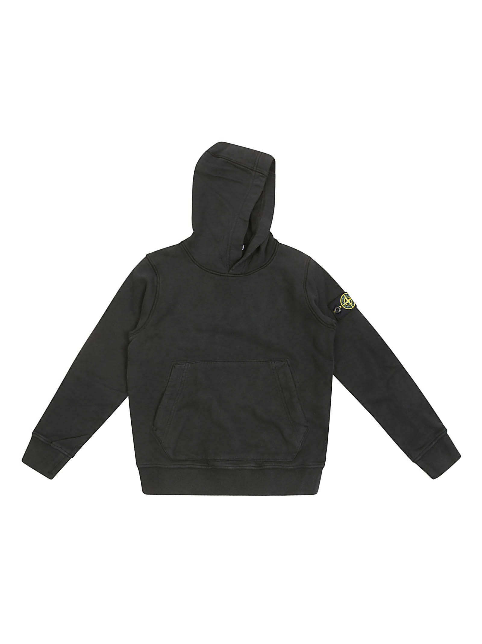 Shop Stone Island Junior Felpa Hoodie In Nero