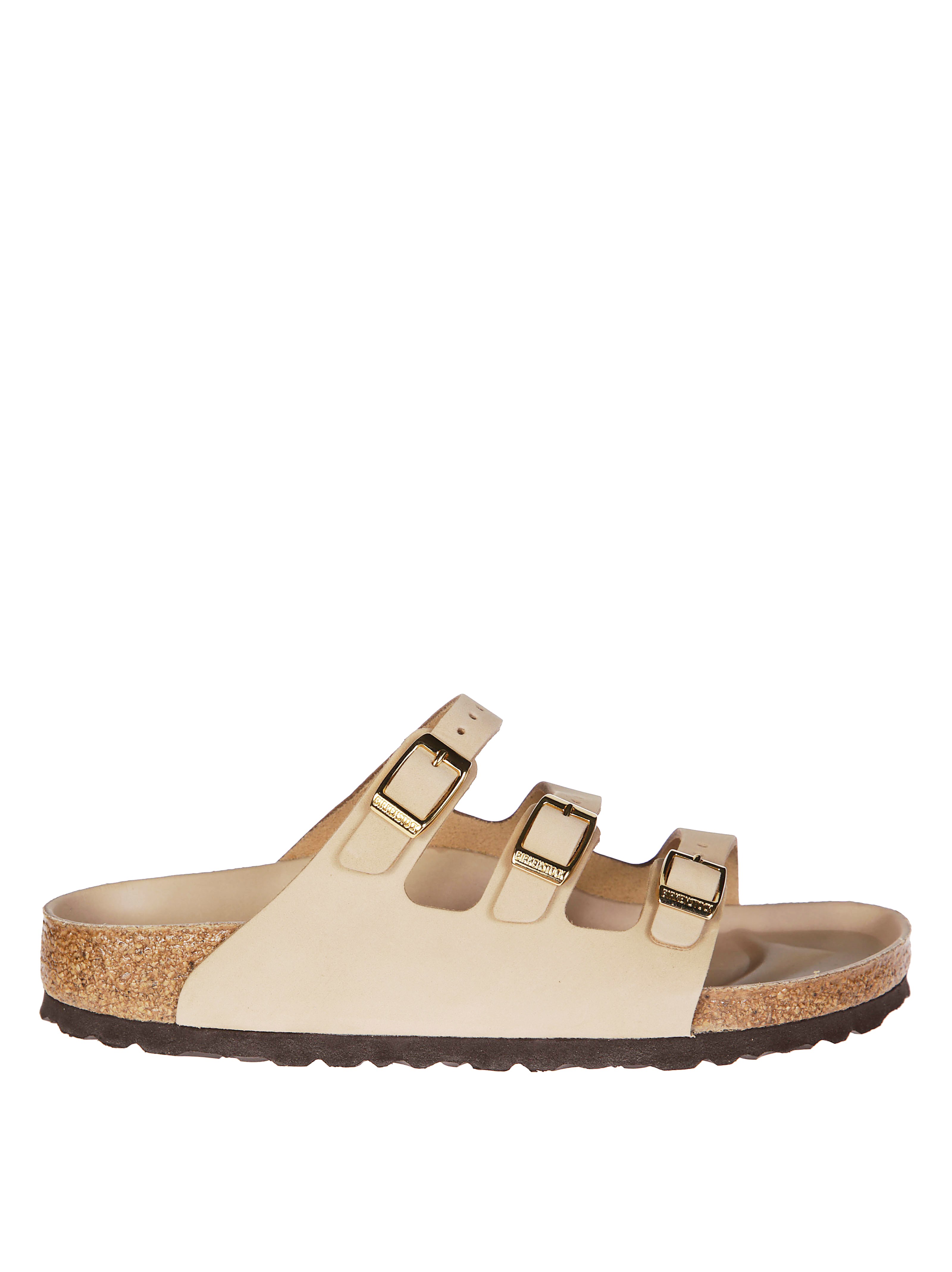 Birkenstock Beige Leather Florida Slippers