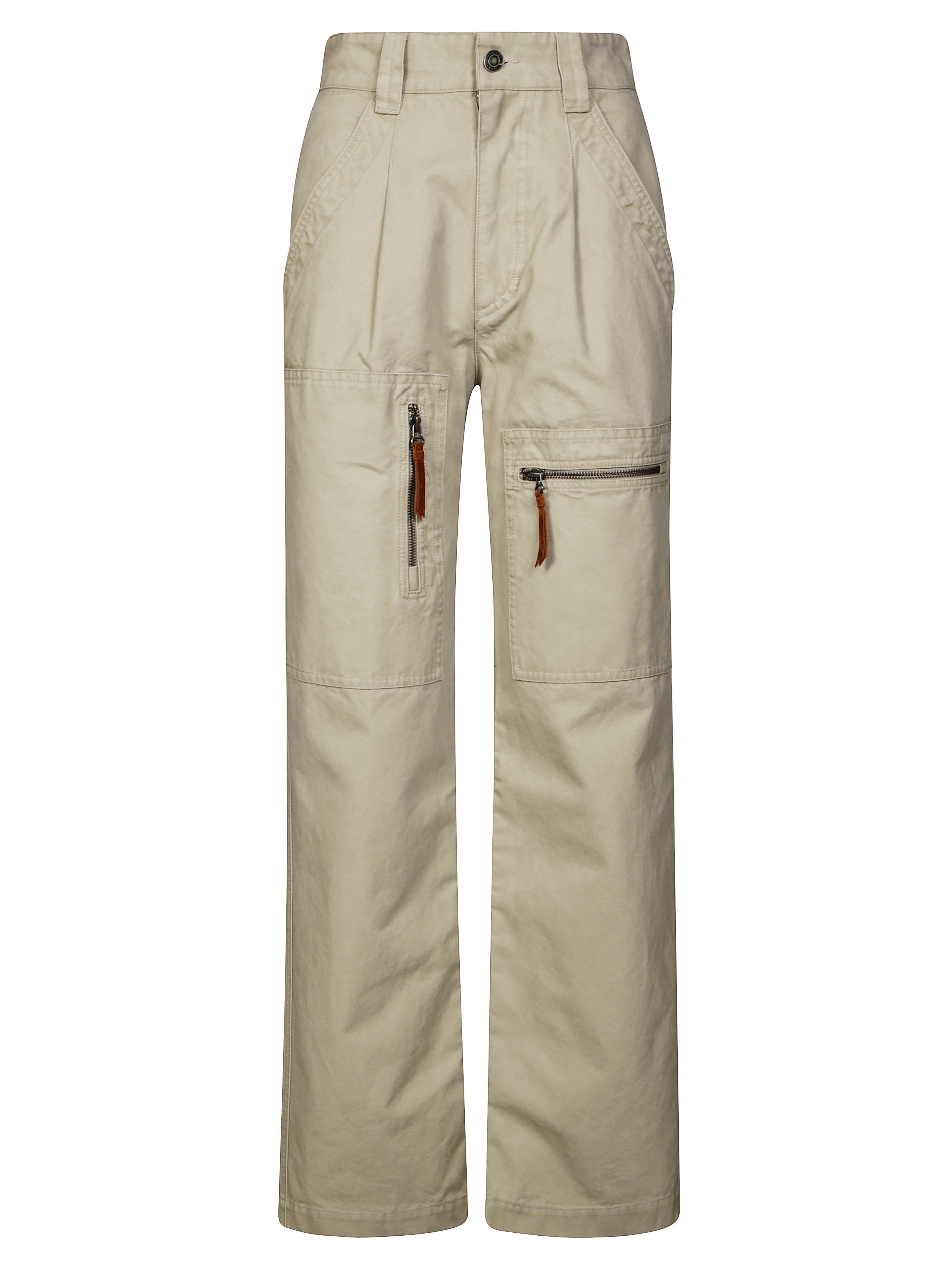 Isabel Marant Étoile Pocketed Zipper Belted Trousers In Neutral