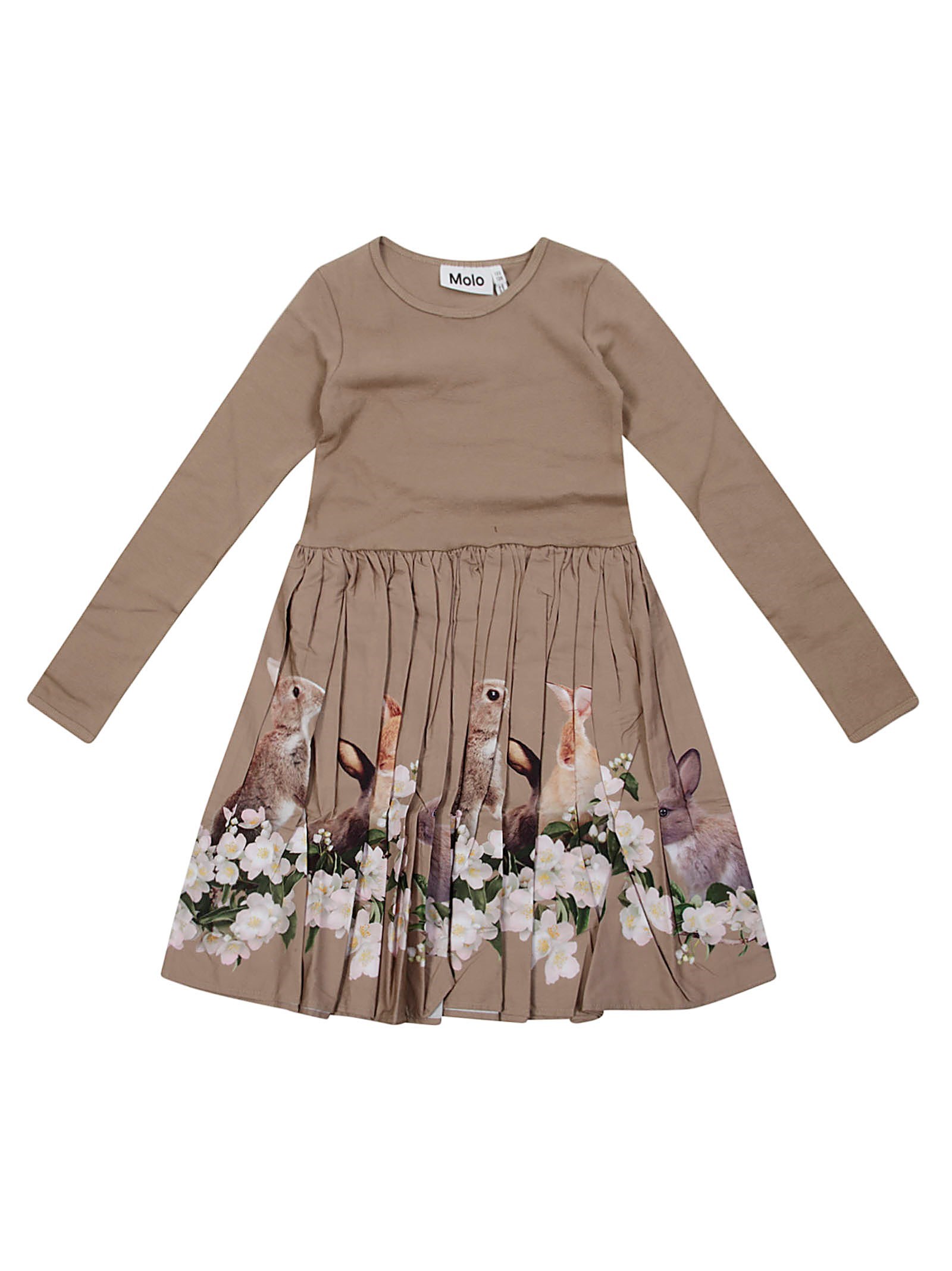 Shop Molo Junior Vestito ml Gonna Stampa In Beige