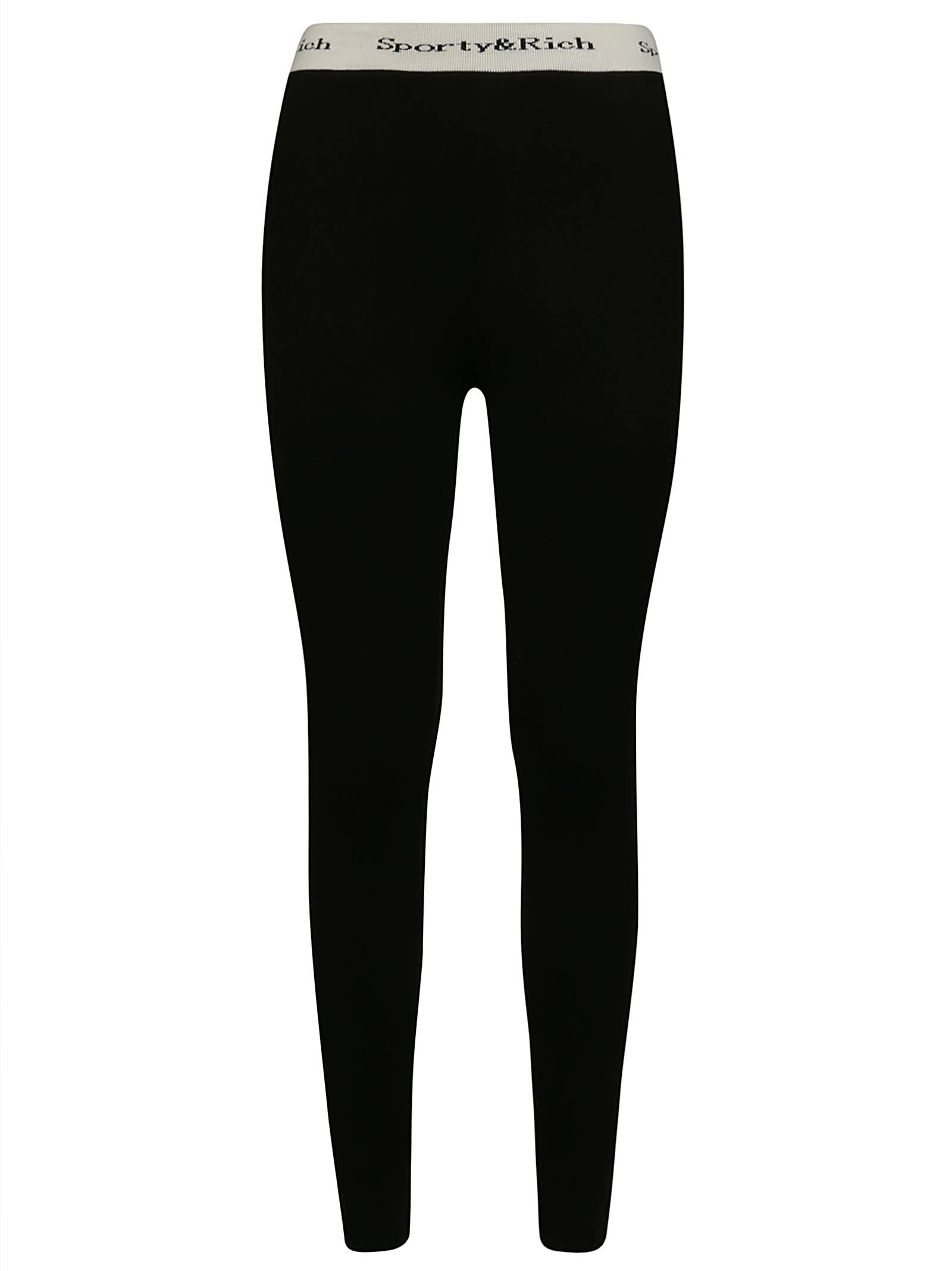 Shop Sporty And Rich Sporty&rich Leggings Logo In Nero