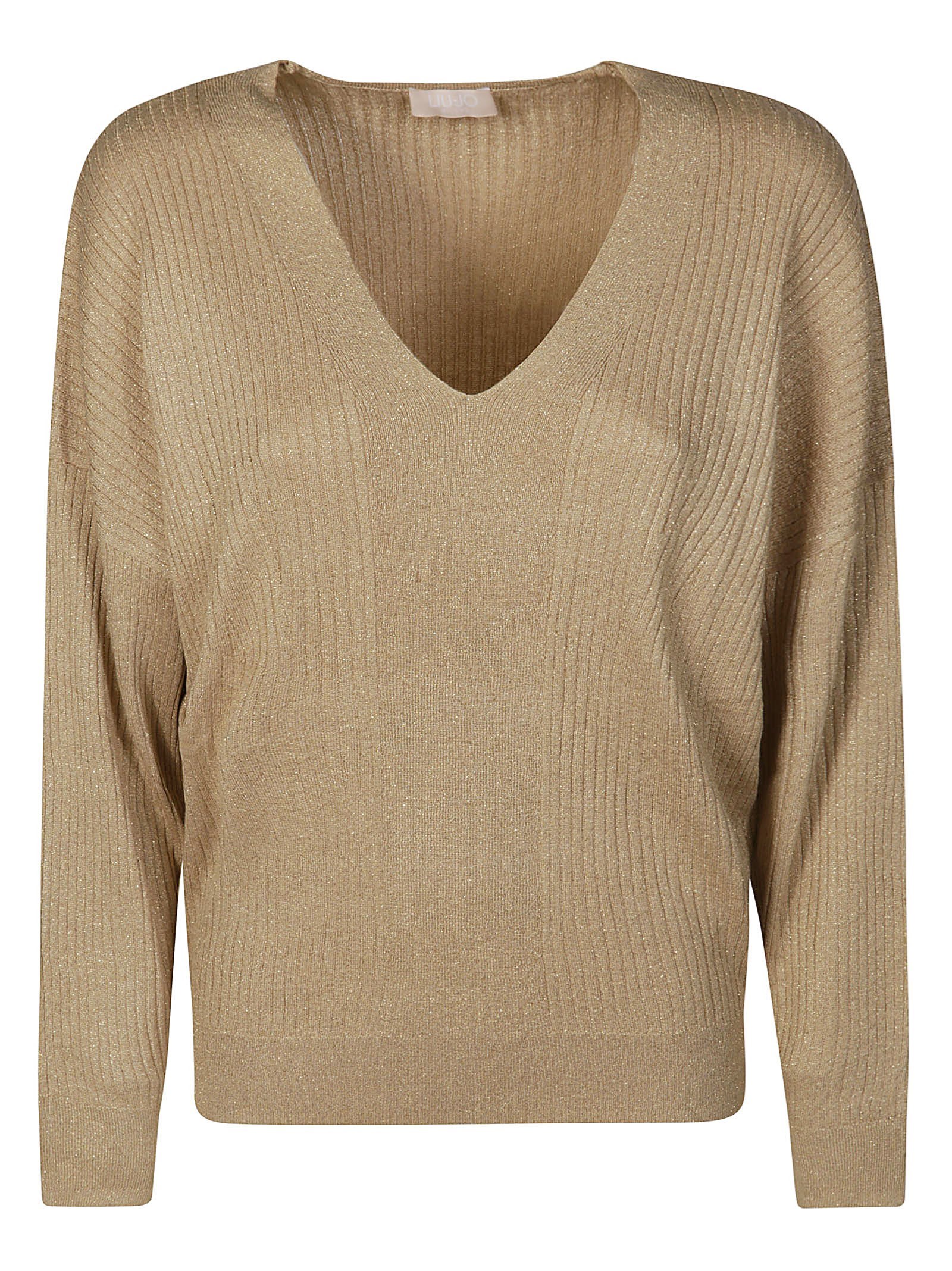 Shop Liujo Maglia Sc V Costine In Gold