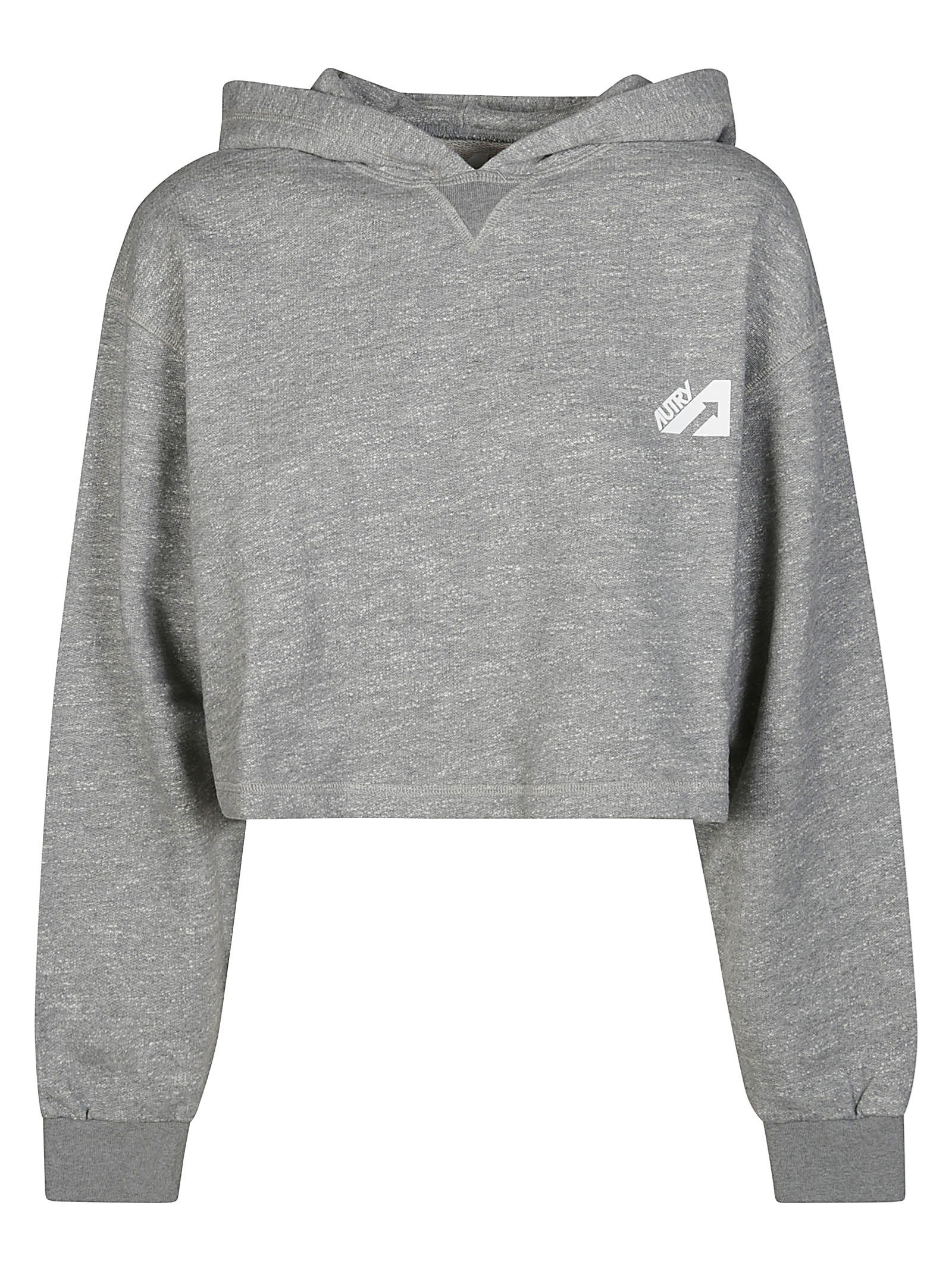 Shop Autry Hoodie Crop Sport In Grigio