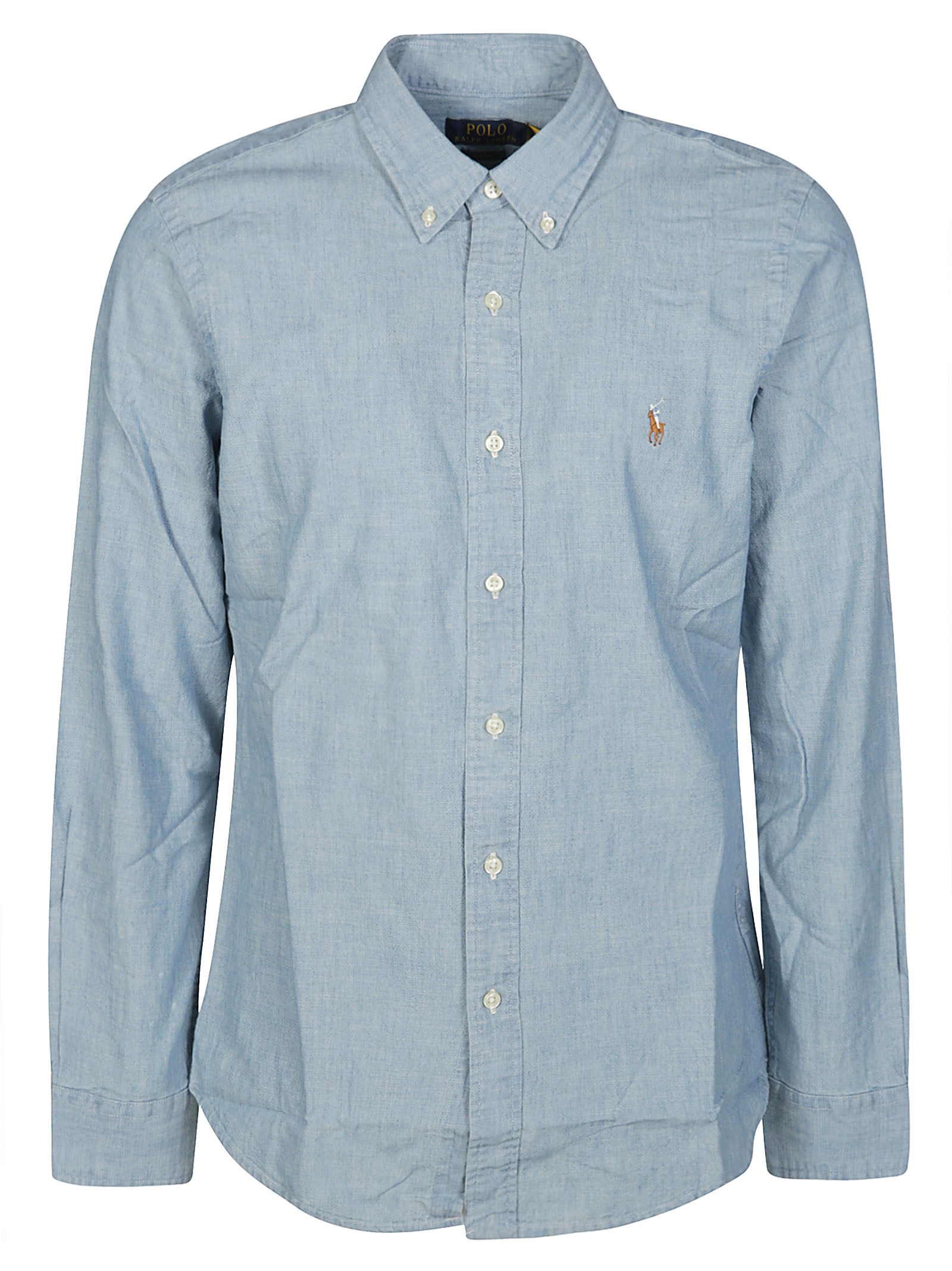 Polo Ralph Lauren Blue Cotton Polo Pony Chambray Shirt In Light Blue