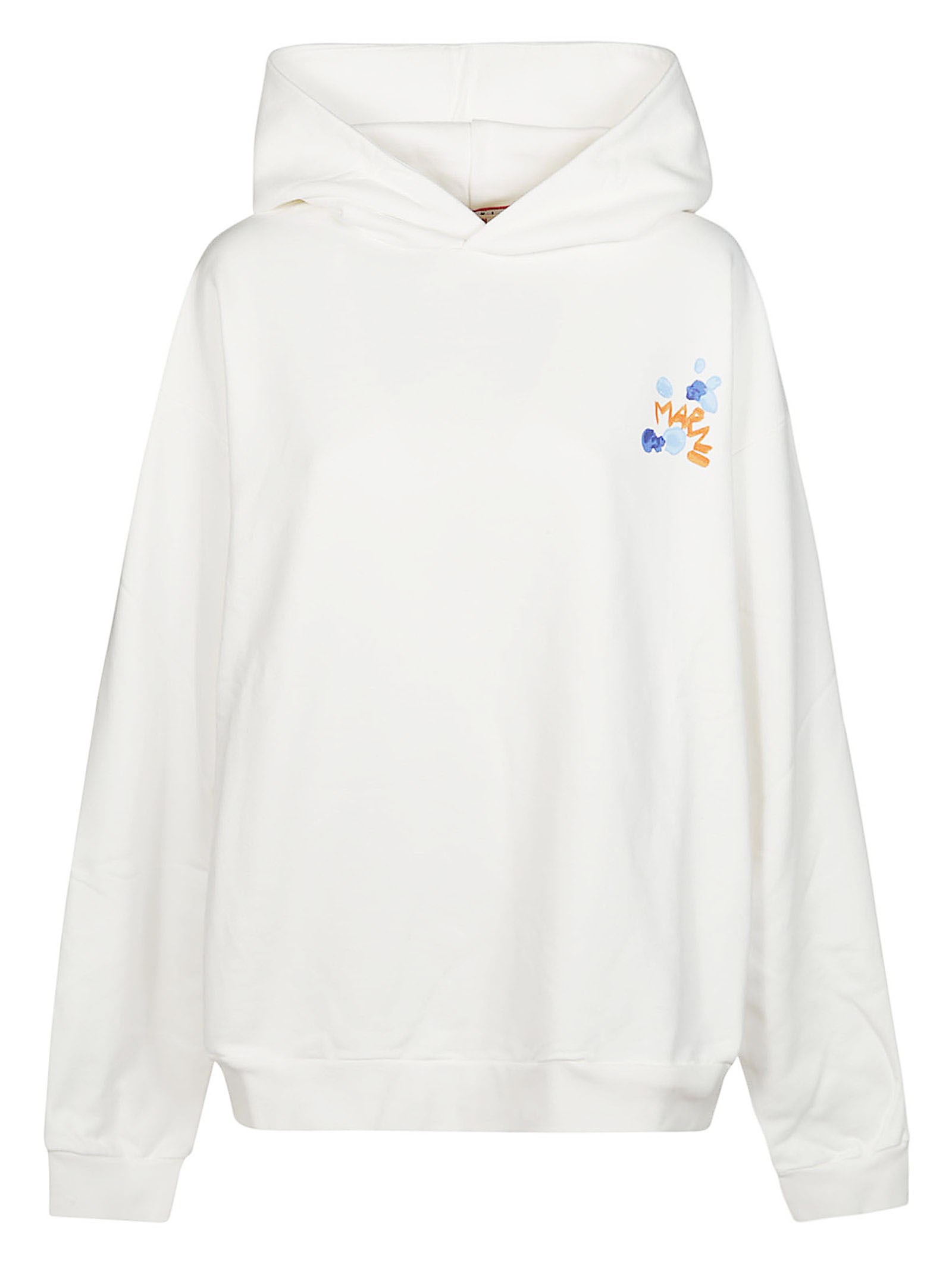 Shop Marni Hoodie Over Logo In White