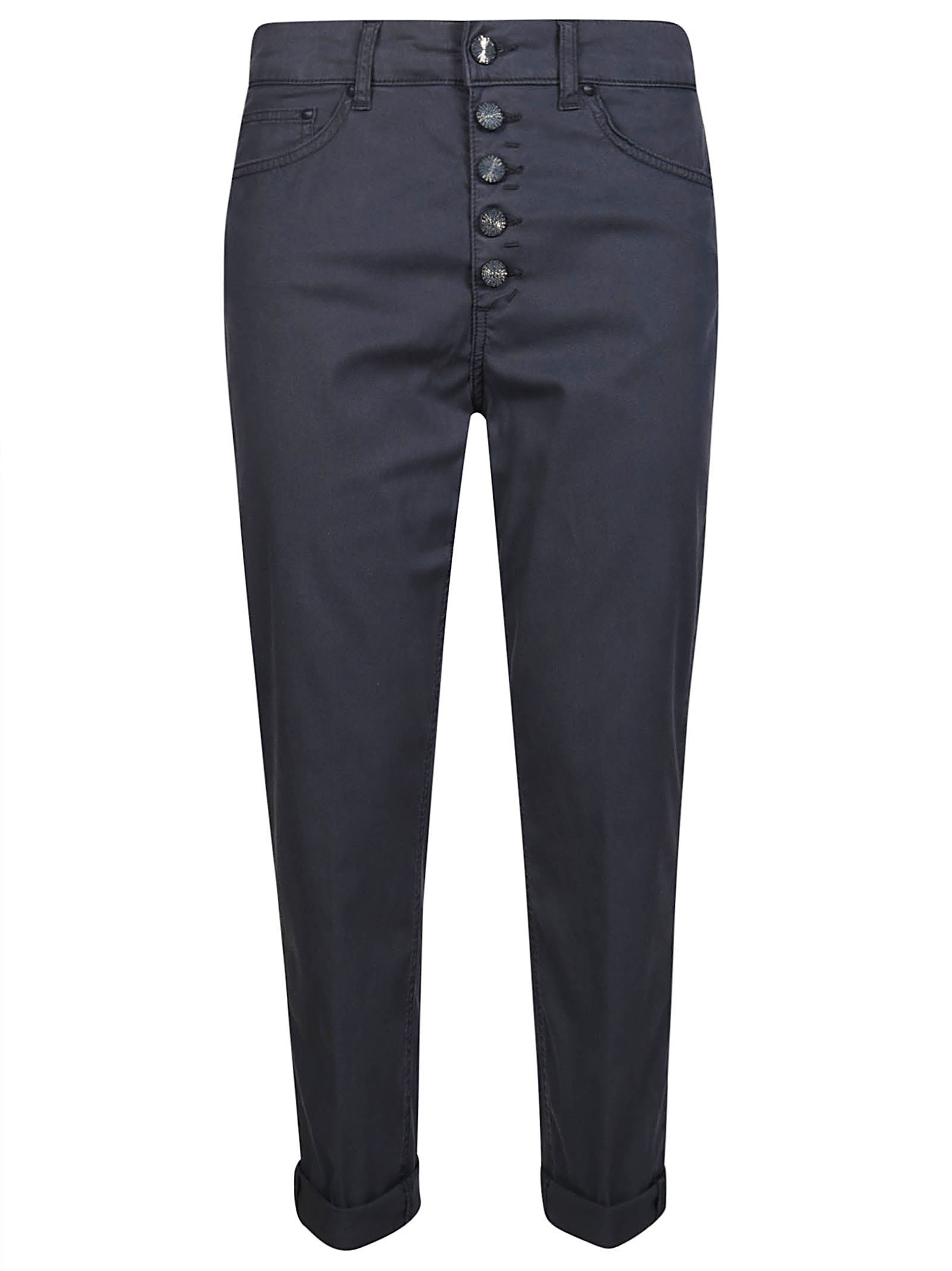 Dondup Lyocel Trousers With Back Pockets And Belt Loops In Blue