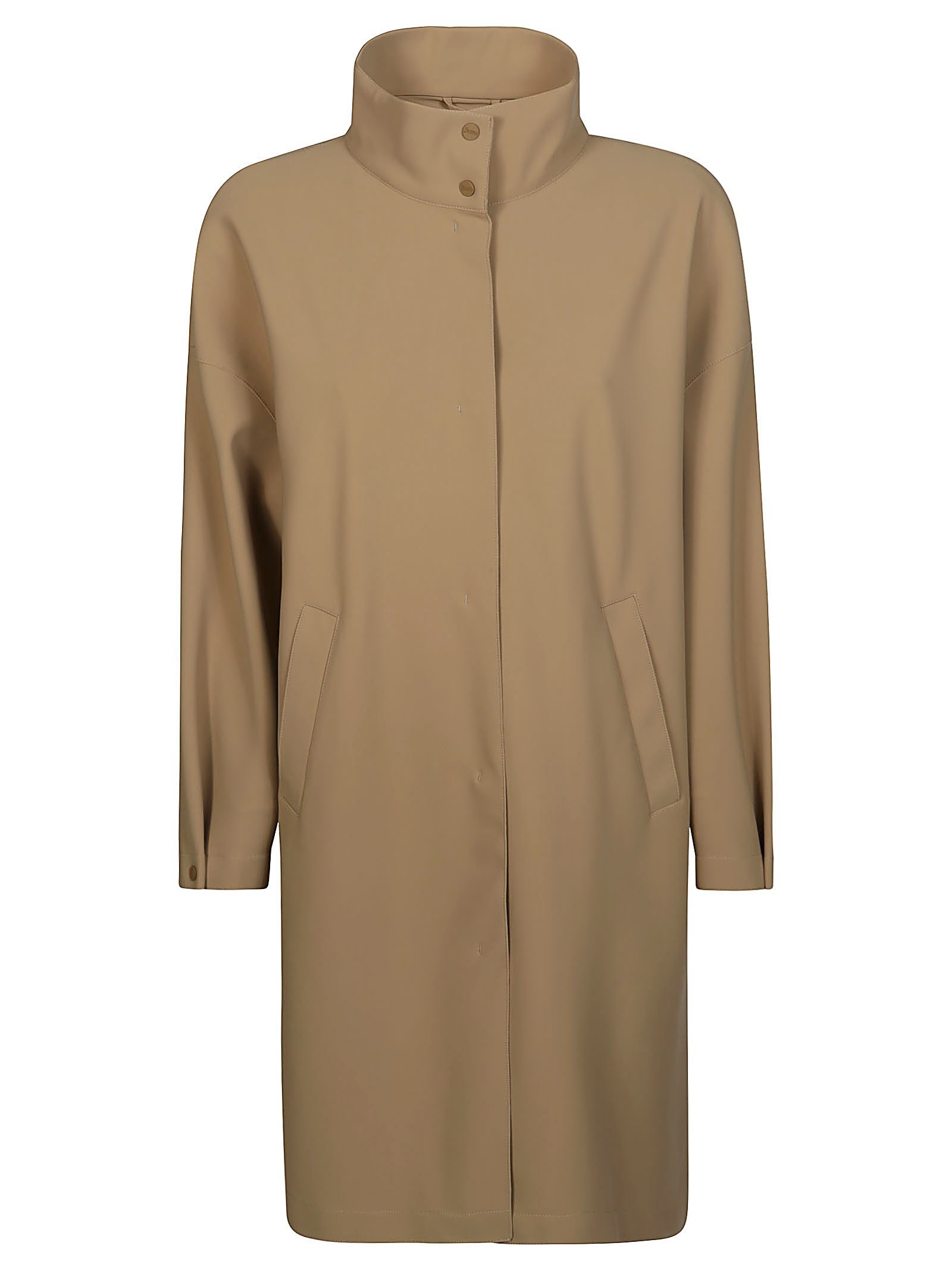 Herno Single-breasted Midi Coat In Beige