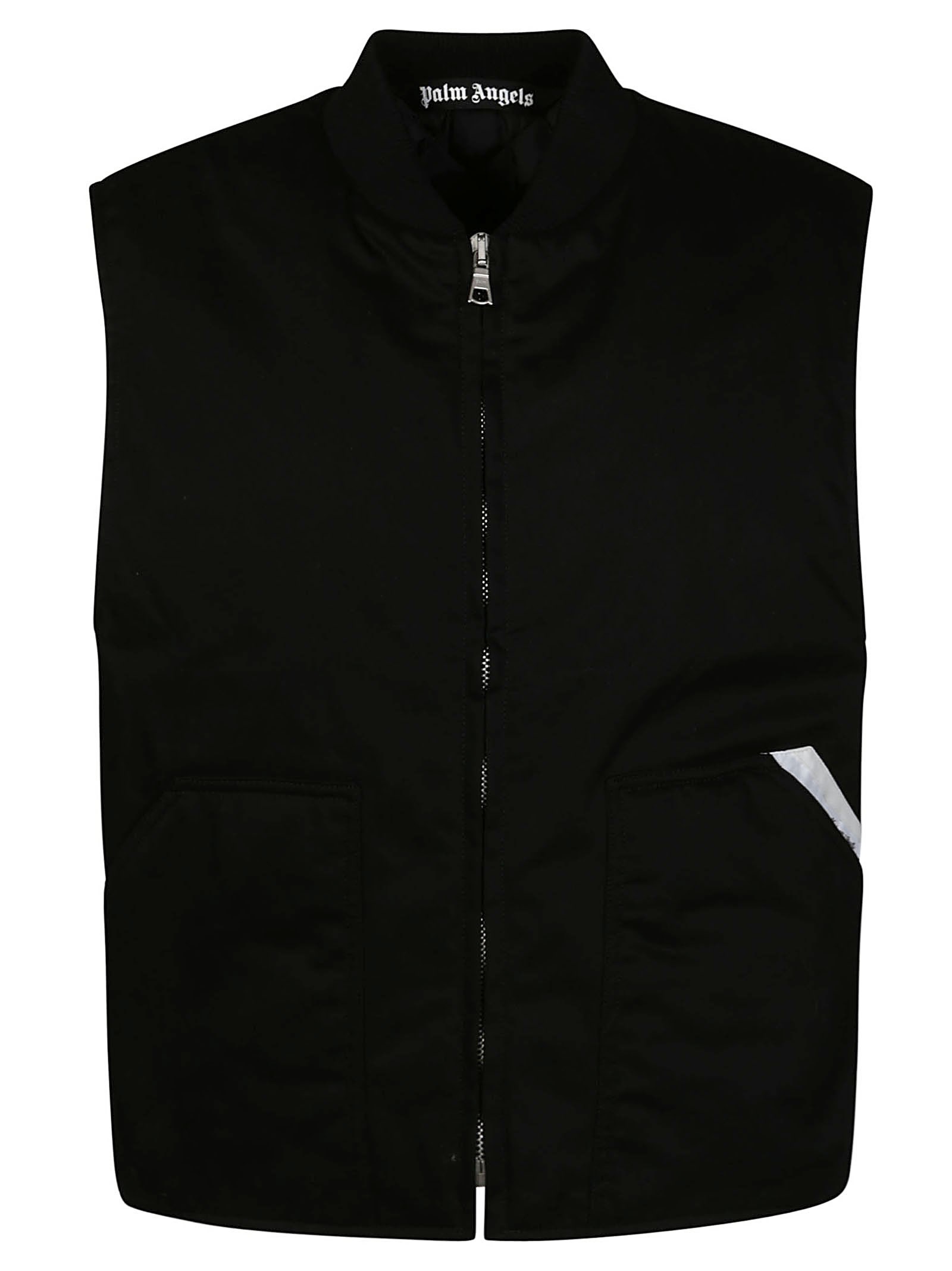 Shop Palm Angels Gilet Logo Tasca In Black